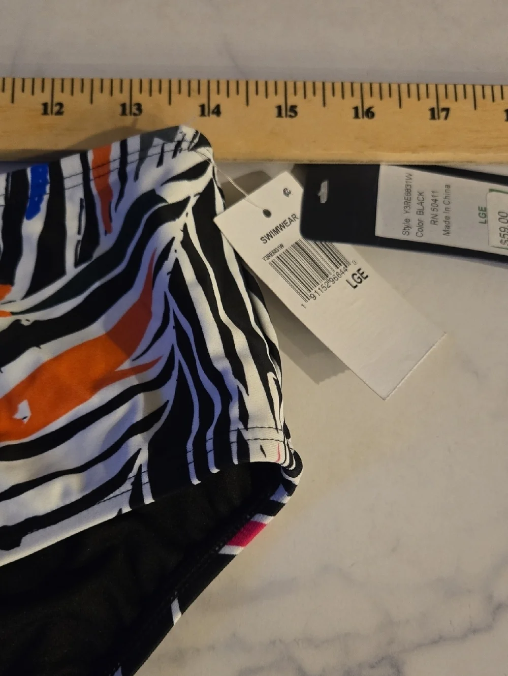 RACHEL Rachel Roy Black High Waist Swim Bikini Bottoms Tropical Beachy Sz L NWT